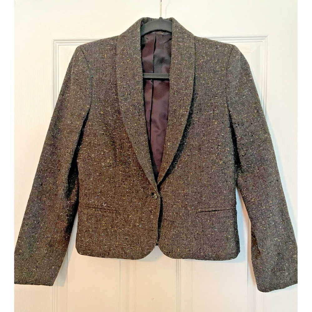Feelin Jazzie Wool Blazer 6 Gray Vintage, Tweed, Schoolboy, USA, Academic, Retro